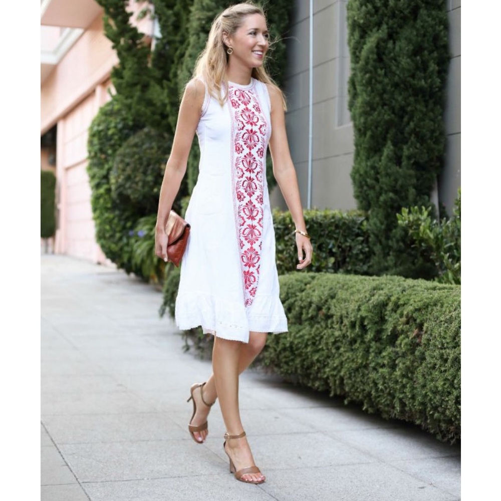 Revolve Tularosa Kirsten Dress Midi Embroidered Sleeveless Gauze Cottagecore M